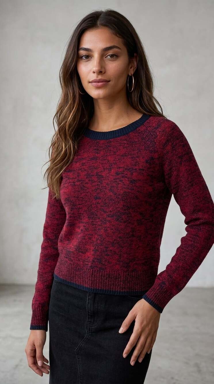 Theory Burgundy Marled Cashmere Blend Crewneck Sweater